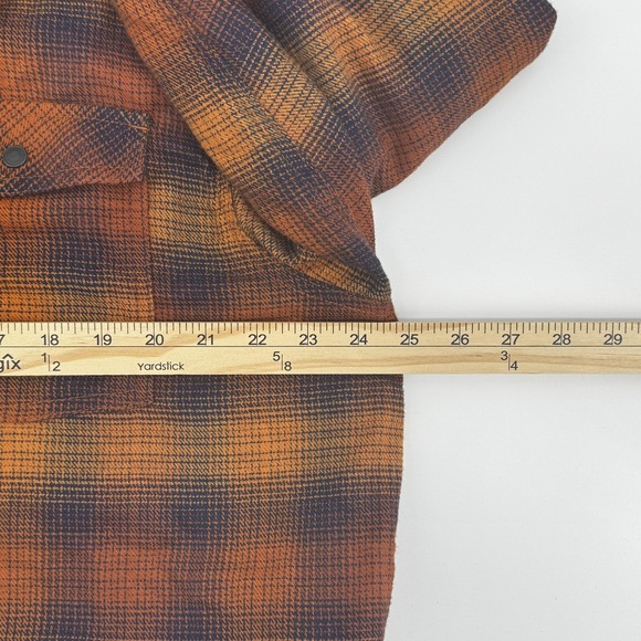 Mountain Hardwear Shirt Shacket Jacket Mens Large Orange Brown Plaid Snap Front - Picture 5 of 14